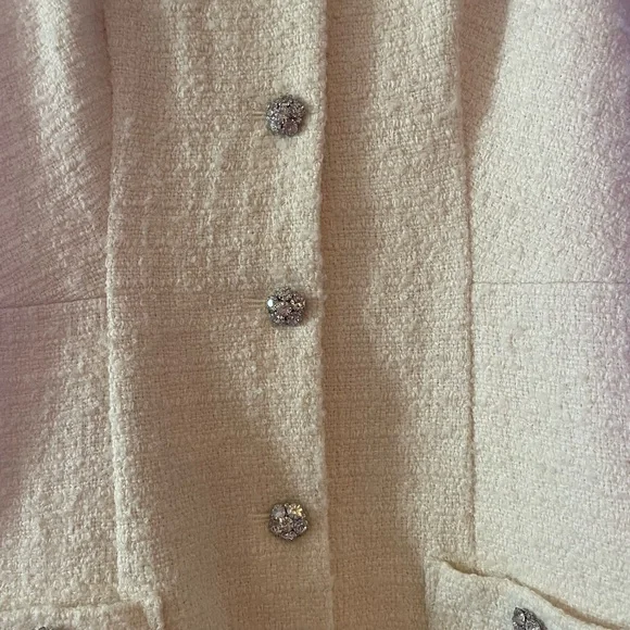 🤍🤍J crew Cream tweed Textured Mini Dress in ivory - Picture 6 of 10